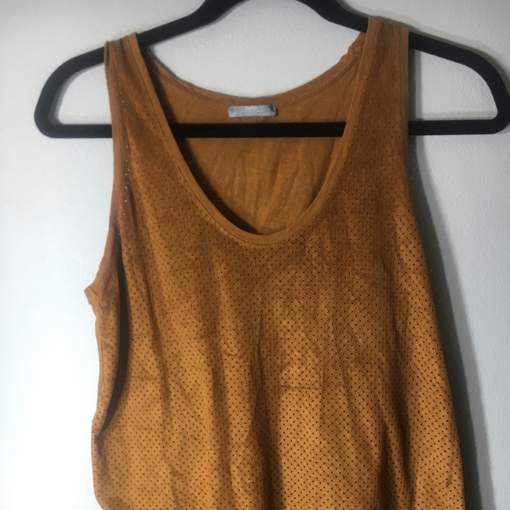 Zara collection caramel suede top